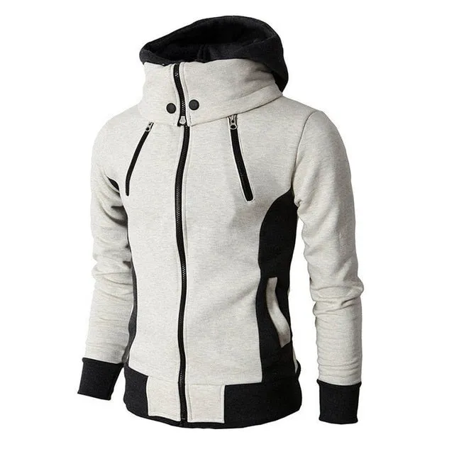 2019 Zipper Men Jackets Autumn Winter Casual Fleece Coats Bomber Jacket Scarf Collar Fashion Hooded Male Outwear Slim Fit Hoody