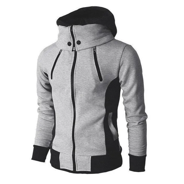 2019 Zipper Men Jackets Autumn Winter Casual Fleece Coats Bomber Jacket Scarf Collar Fashion Hooded Male Outwear Slim Fit Hoody