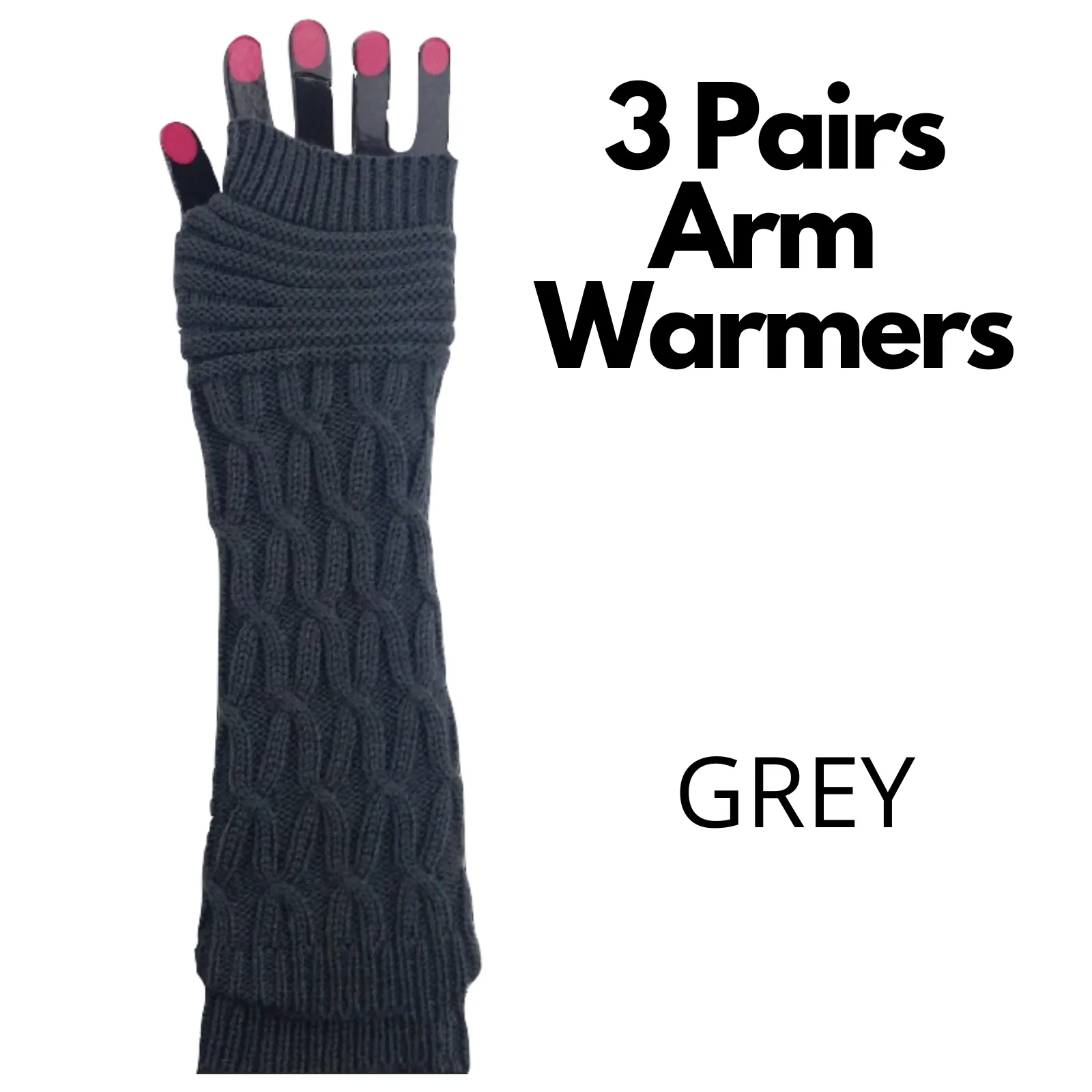3x Set Arm Warmers Knitted Long Fingerless Gloves Winter Mitten Womens Cover New