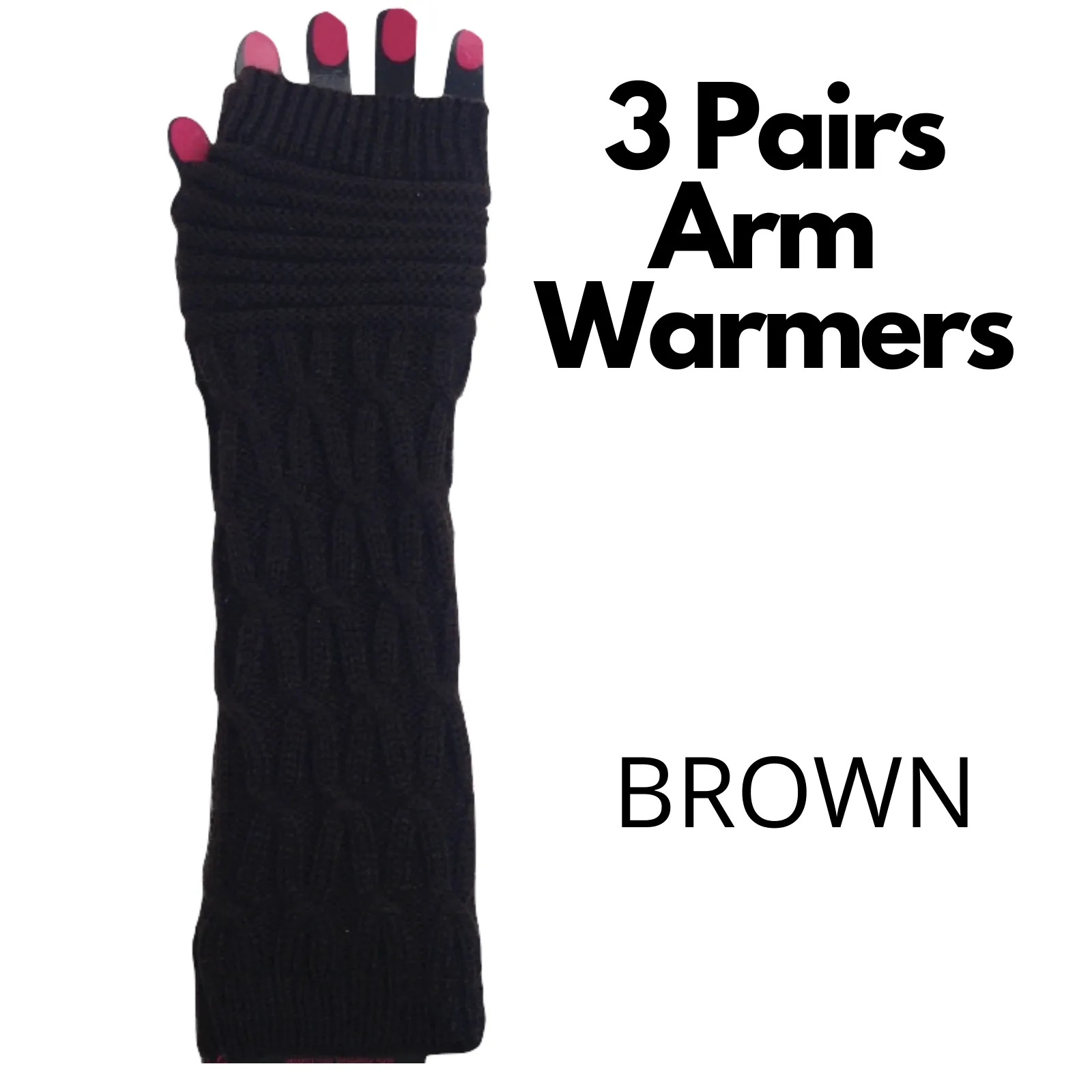 3x Set Arm Warmers Knitted Long Fingerless Gloves Winter Mitten Womens Cover New