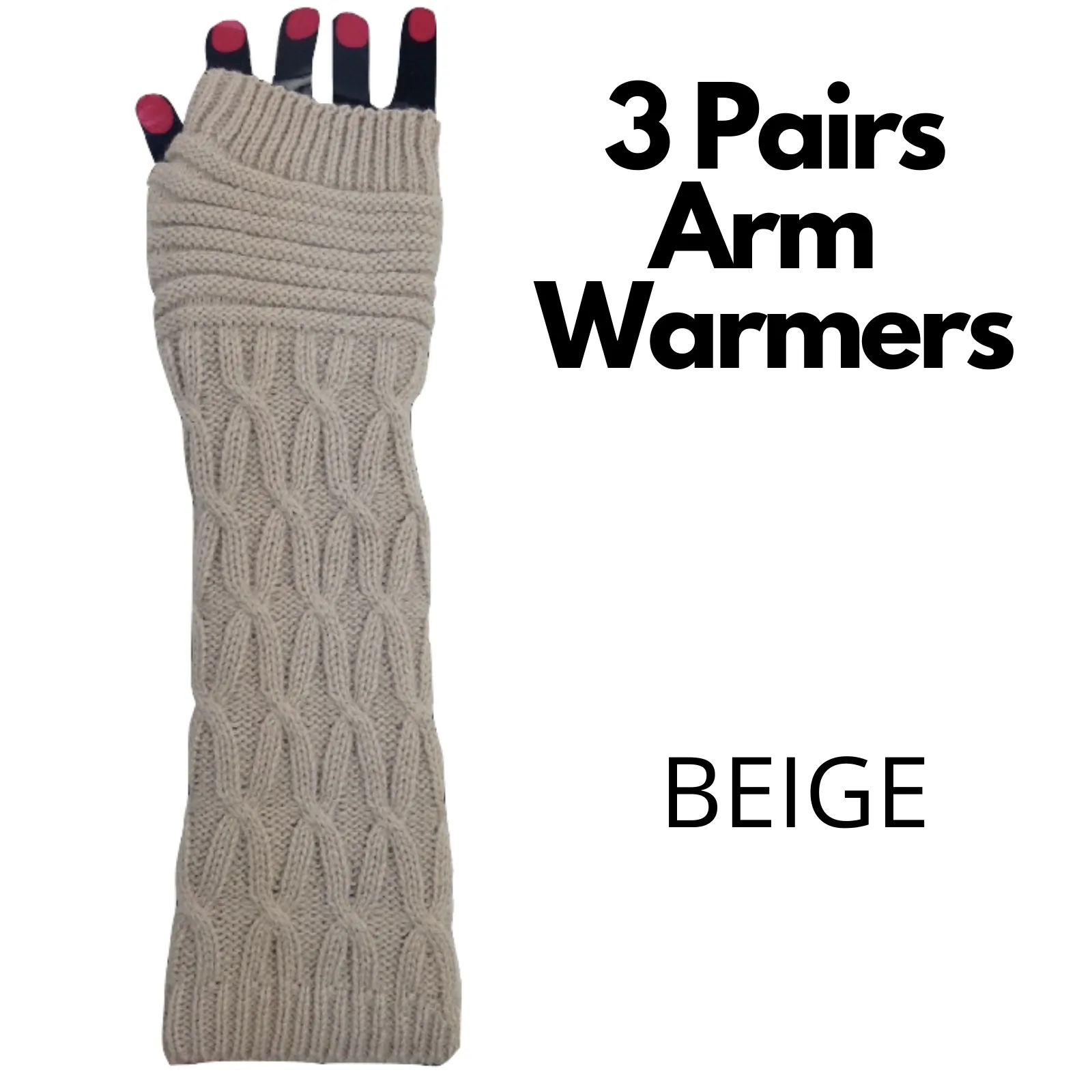 3x Set Arm Warmers Knitted Long Fingerless Gloves Winter Mitten Womens Cover New