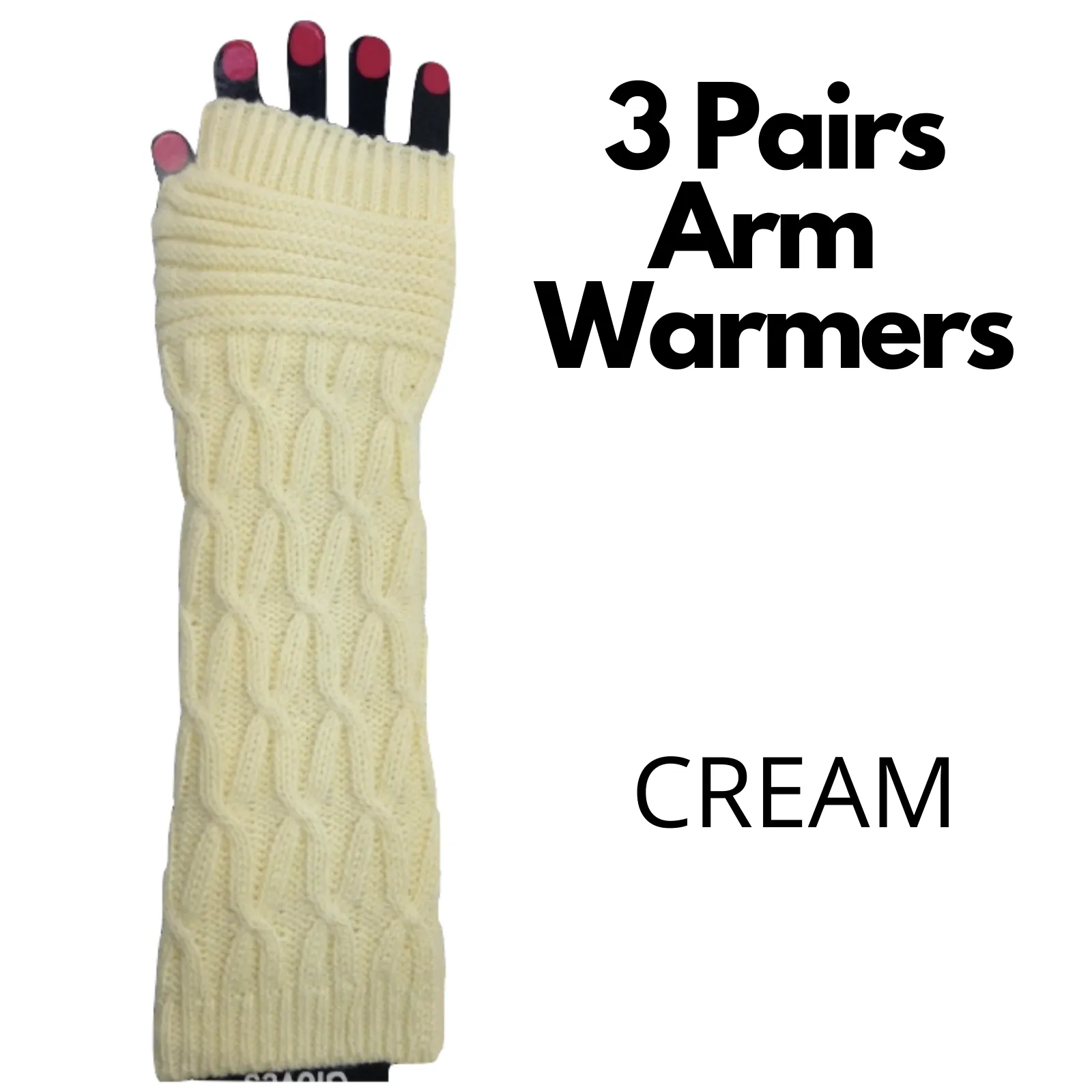 3x Set Arm Warmers Knitted Long Fingerless Gloves Winter Mitten Womens Cover New