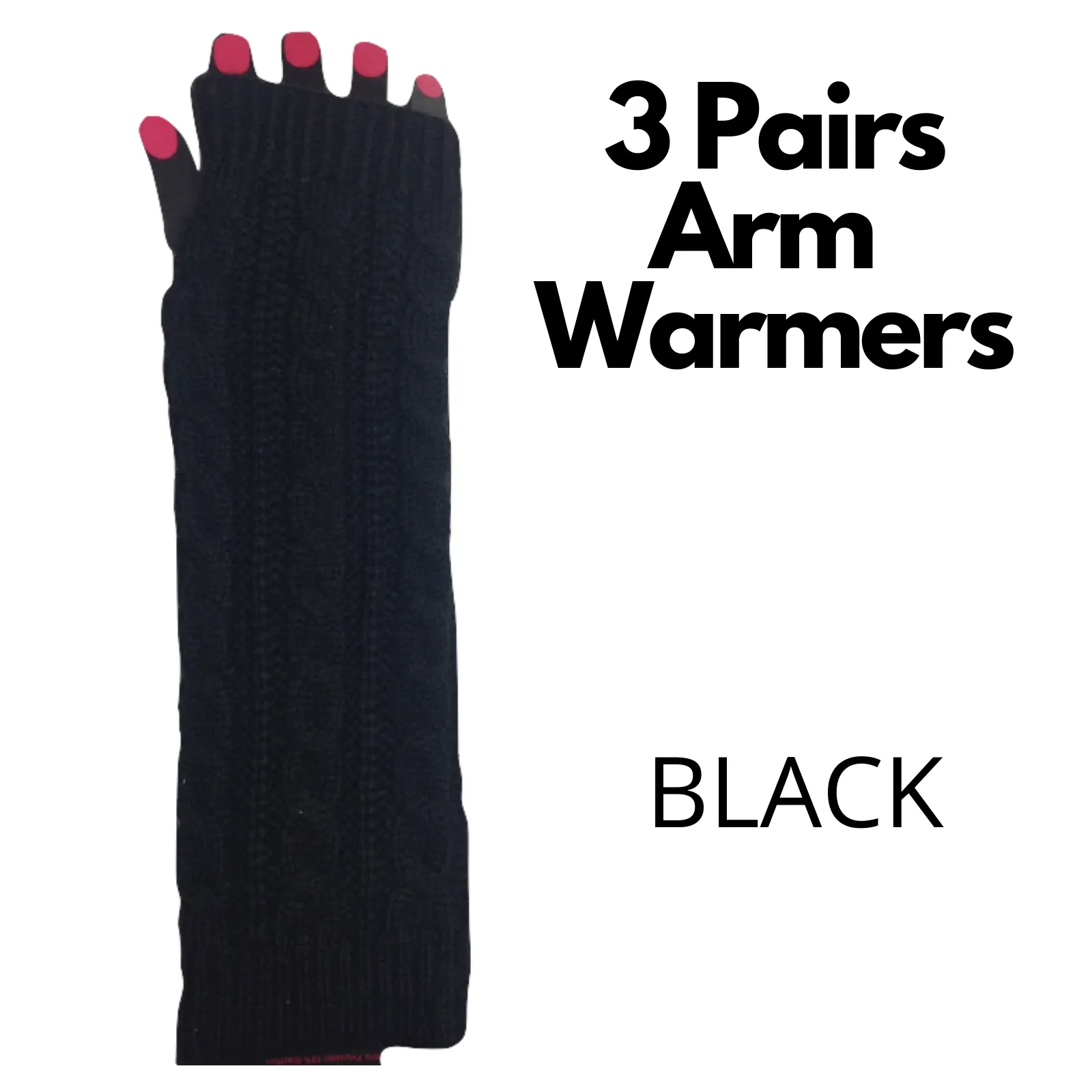 3x Set Arm Warmers Knitted Long Fingerless Gloves Winter Mitten Womens Cover New