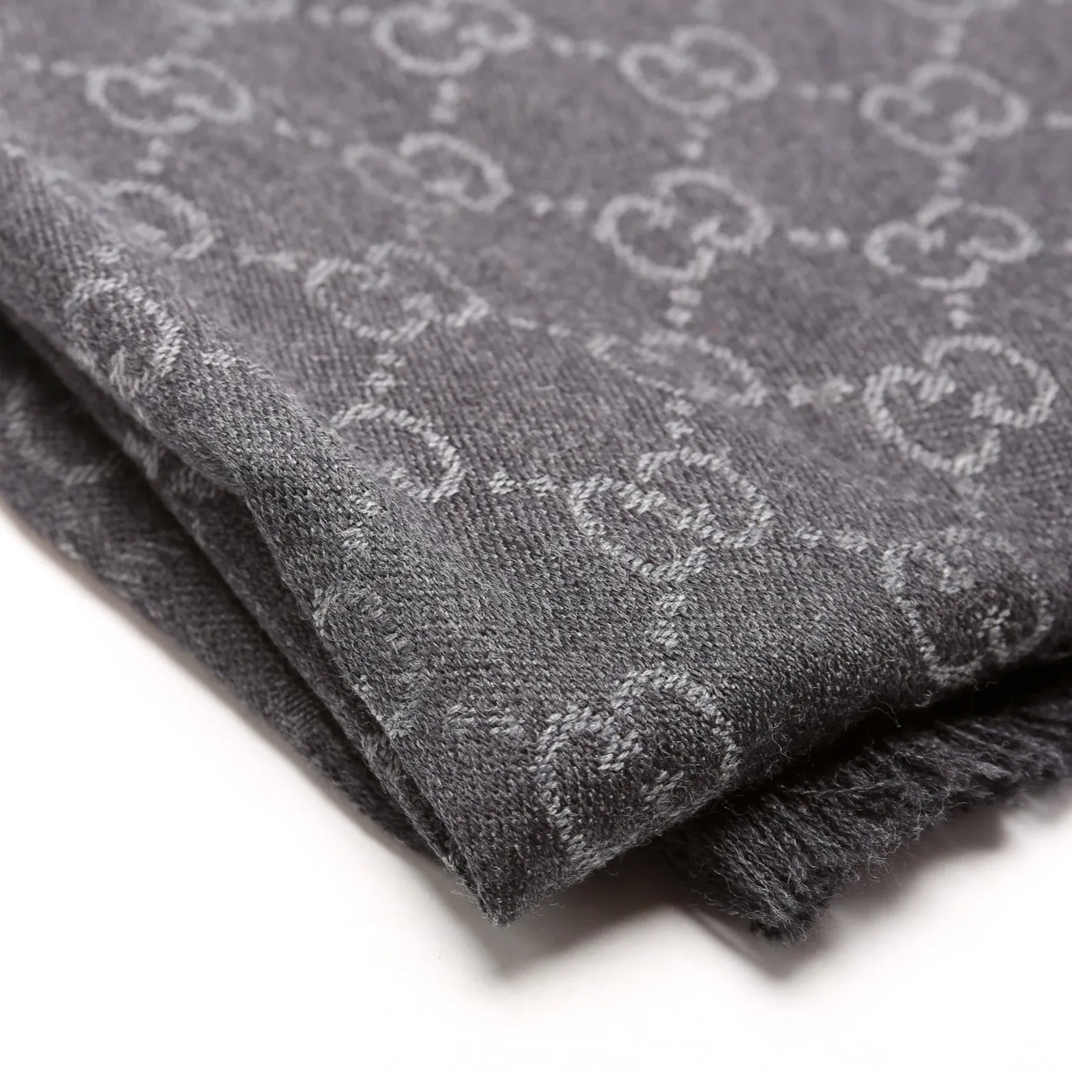 508313 GG Wool Scarf Grey