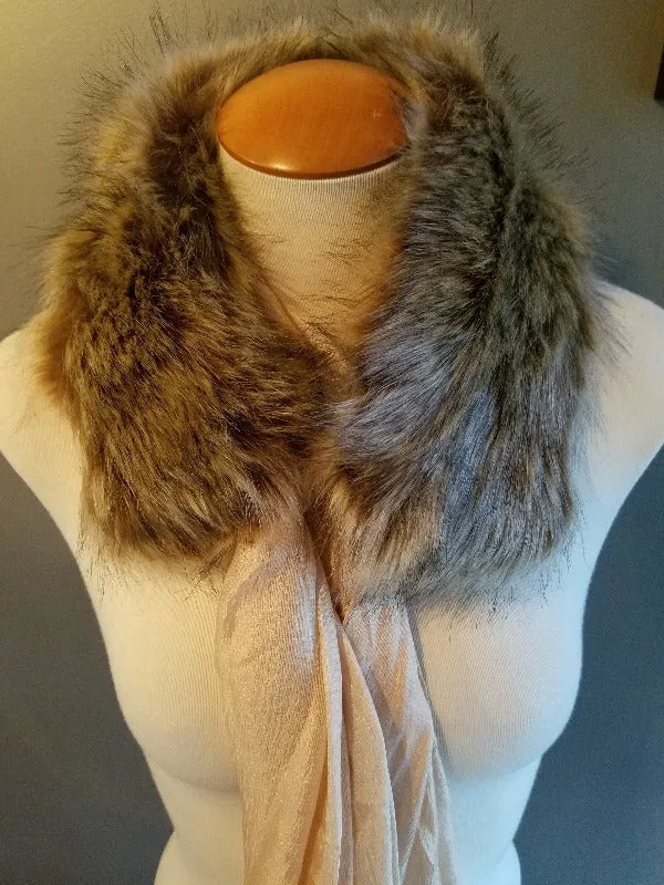 Beige Faux Fur Collar Scarf