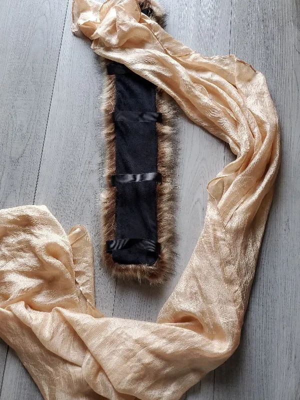 Beige Faux Fur Collar Scarf