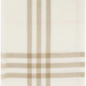Burberry Off-White Wool Check Scarf