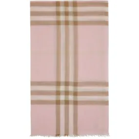 Burberry Pink and Beige Gauze Giant Check Scarf