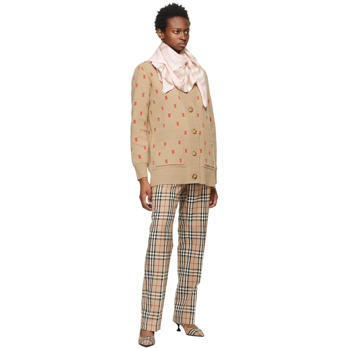 Burberry Pink Gauze Giant Check Scarf