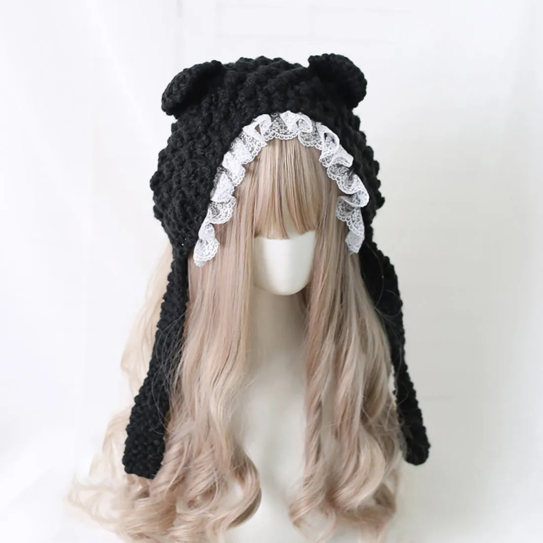 Cat Ear Bowknot Knitted Hat