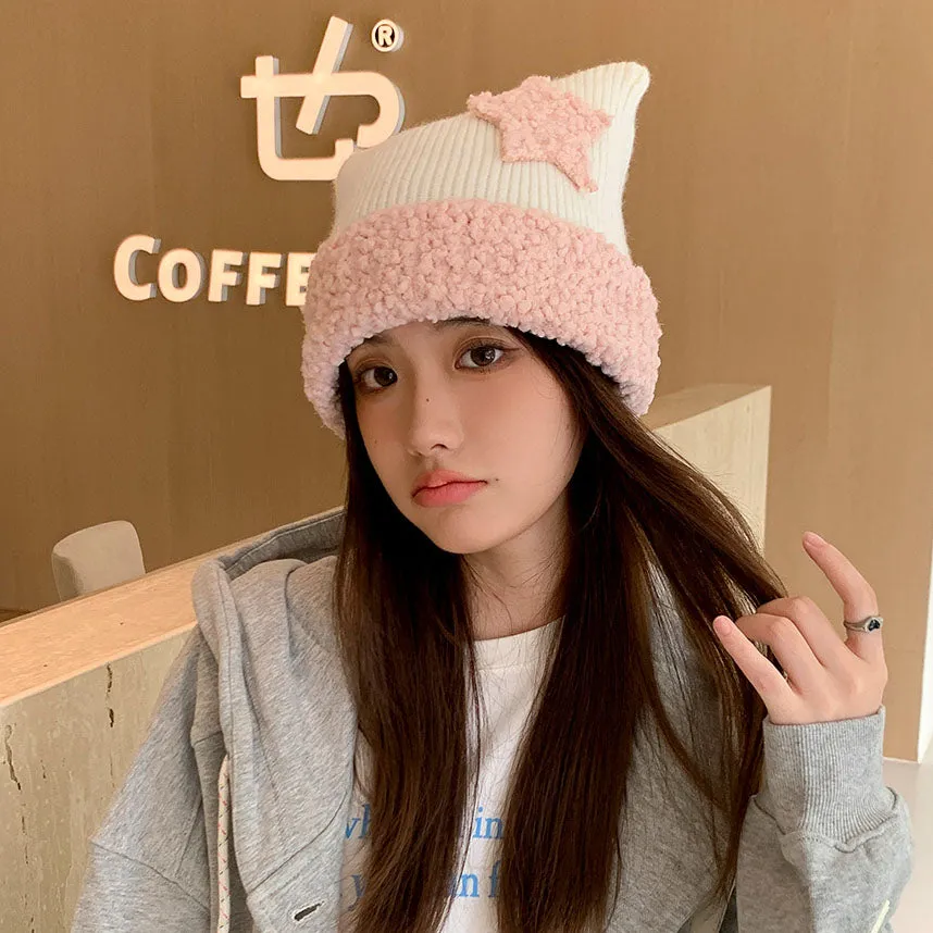 Cat Ears Star Knitted Hat