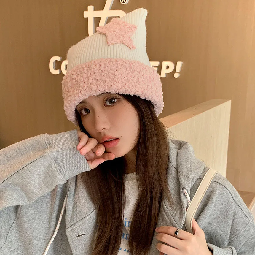 Cat Ears Star Knitted Hat