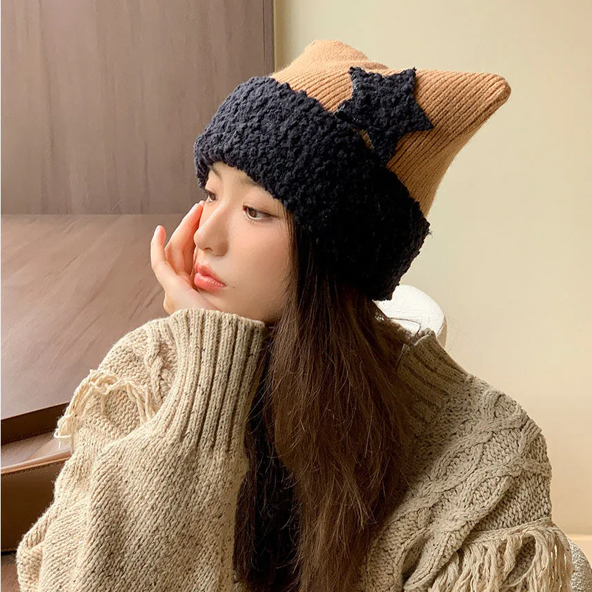 Cat Ears Star Knitted Hat