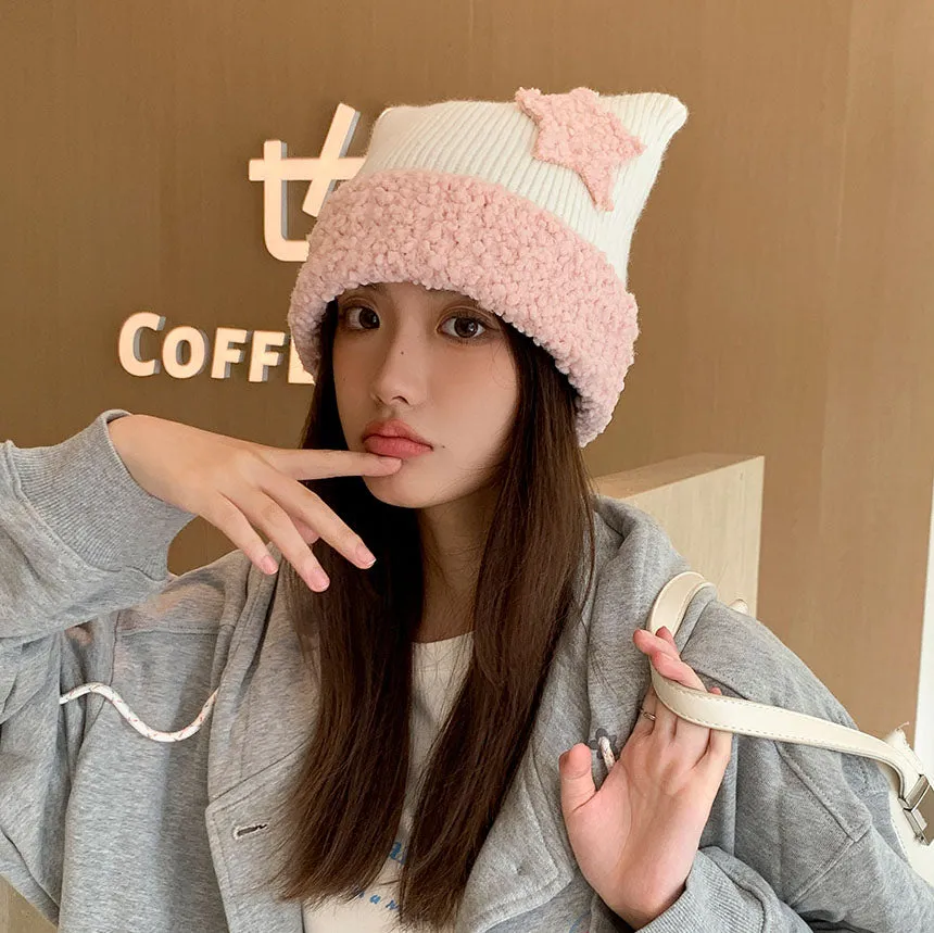 Cat Ears Star Knitted Hat