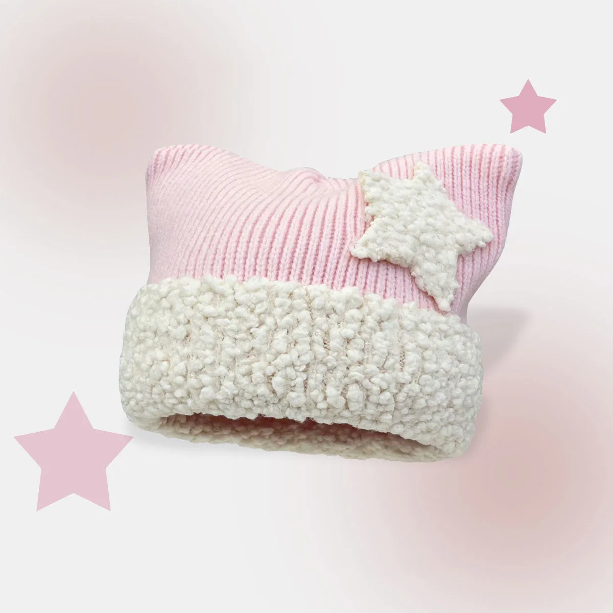 Cat Ears Star Knitted Hat