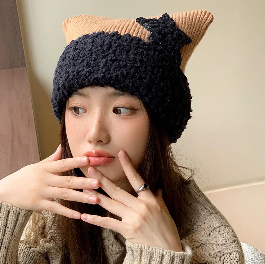 Cat Ears Star Knitted Hat