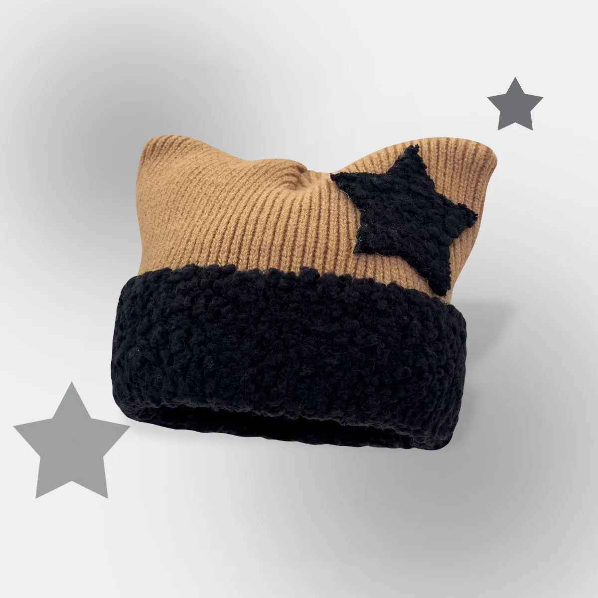 Cat Ears Star Knitted Hat
