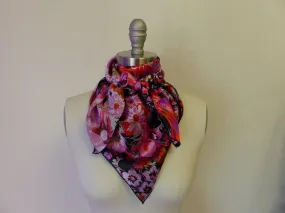 CR Pink Floral Print Silk Scarf