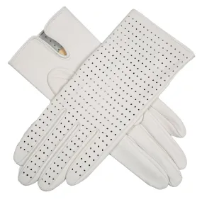 Dents Women’s Perforated Leather Gloves in Pearl