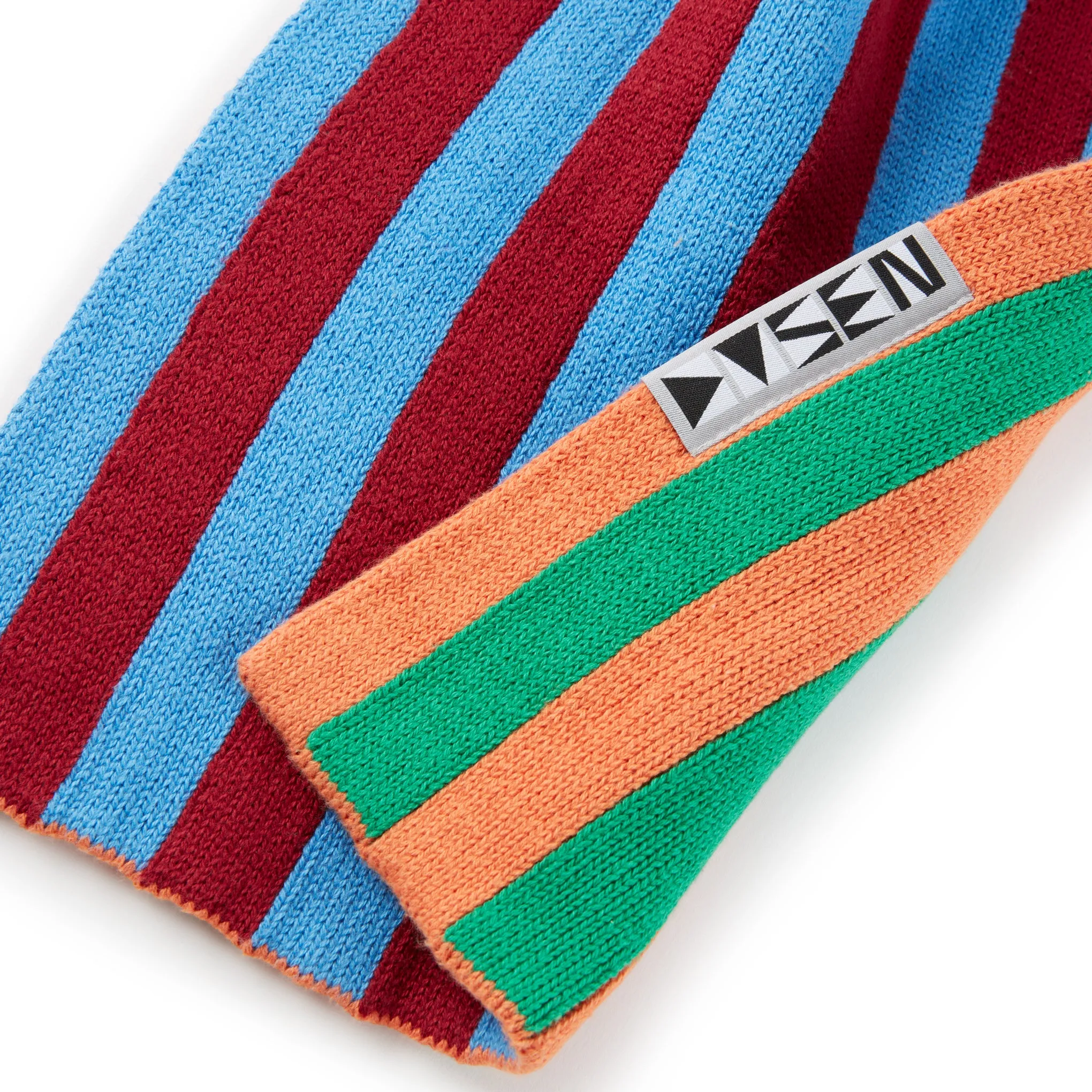 Reversible Dusen Dusen Cotton Scarf - Striped Blue/Green