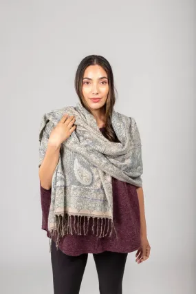 Embroidered Paisley Varanasi Shawl