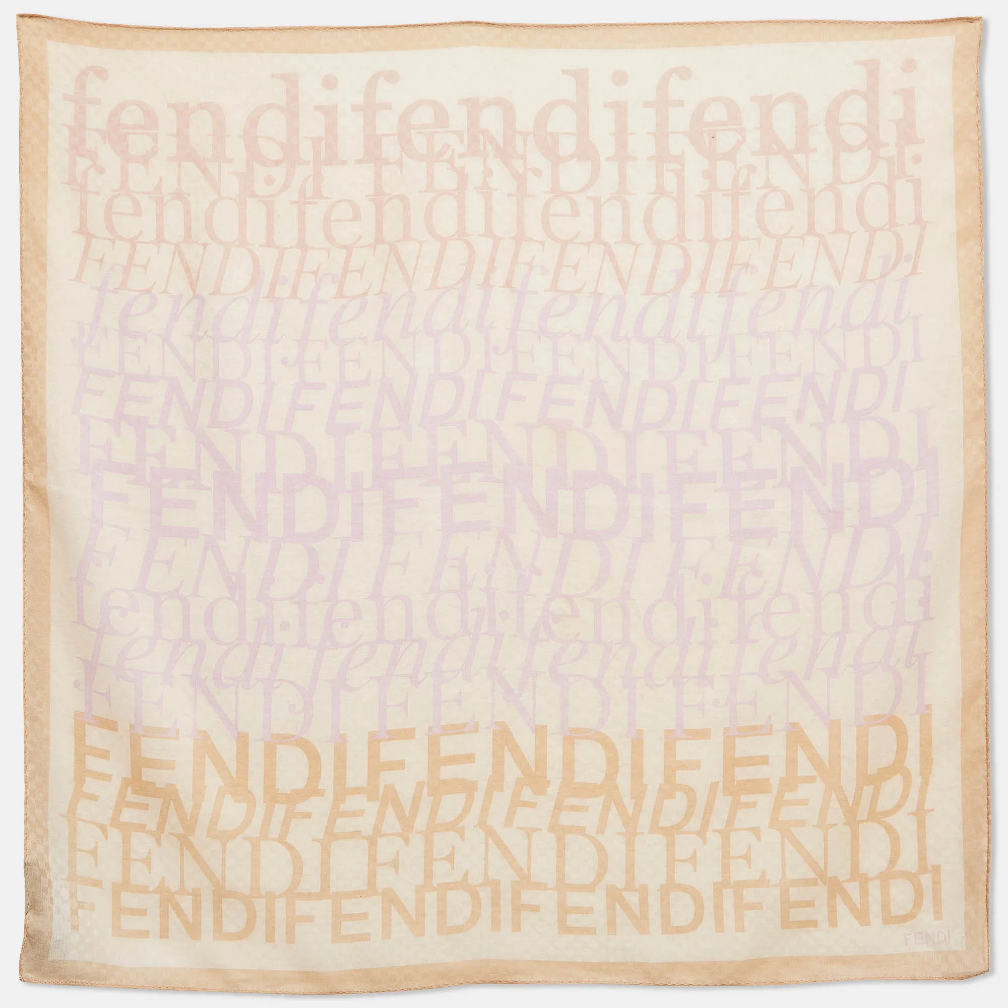 Fendi Beige Monogram Cotton Square Scarf