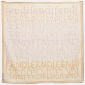 Fendi Beige Monogram Cotton Square Scarf