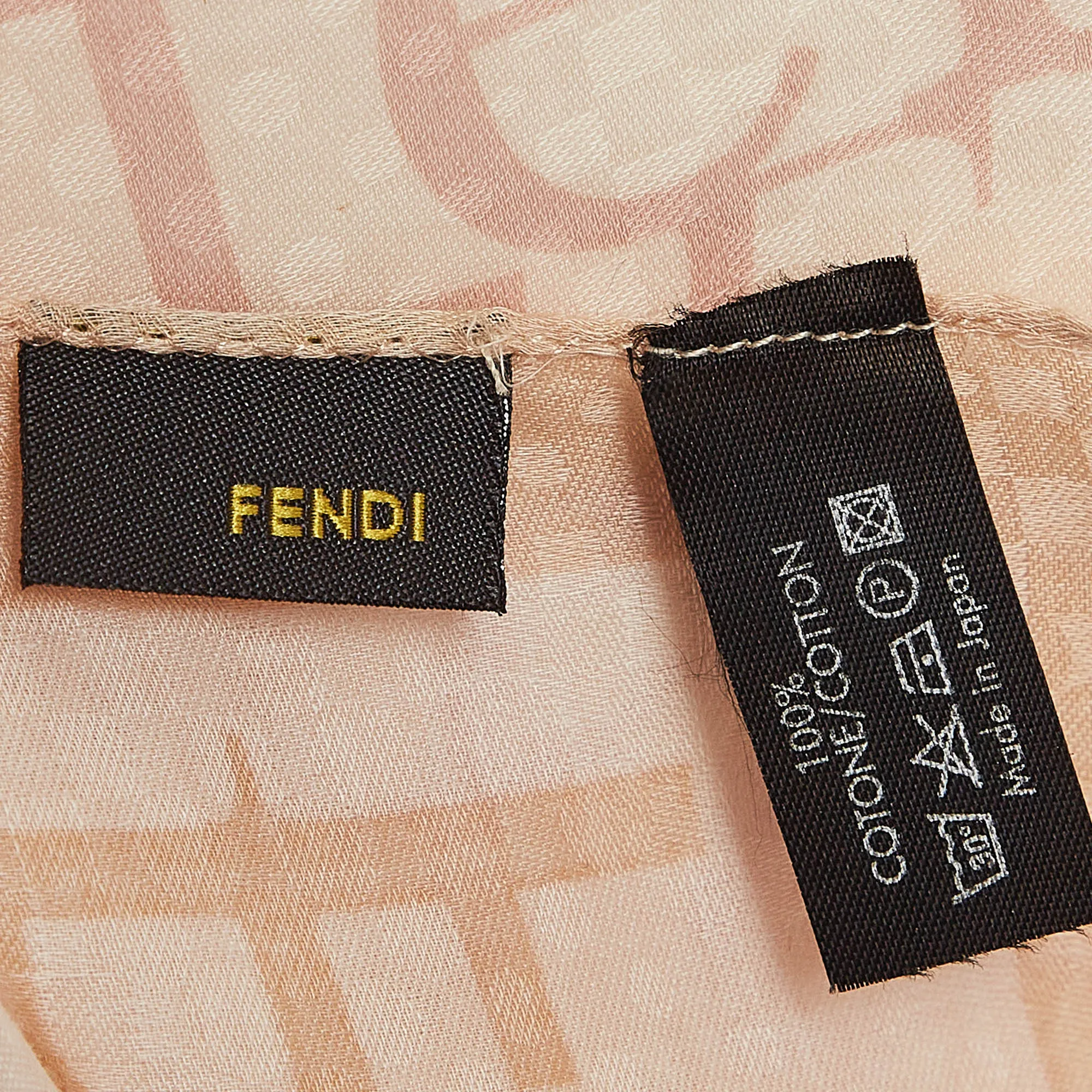Fendi Beige Monogram Cotton Square Scarf