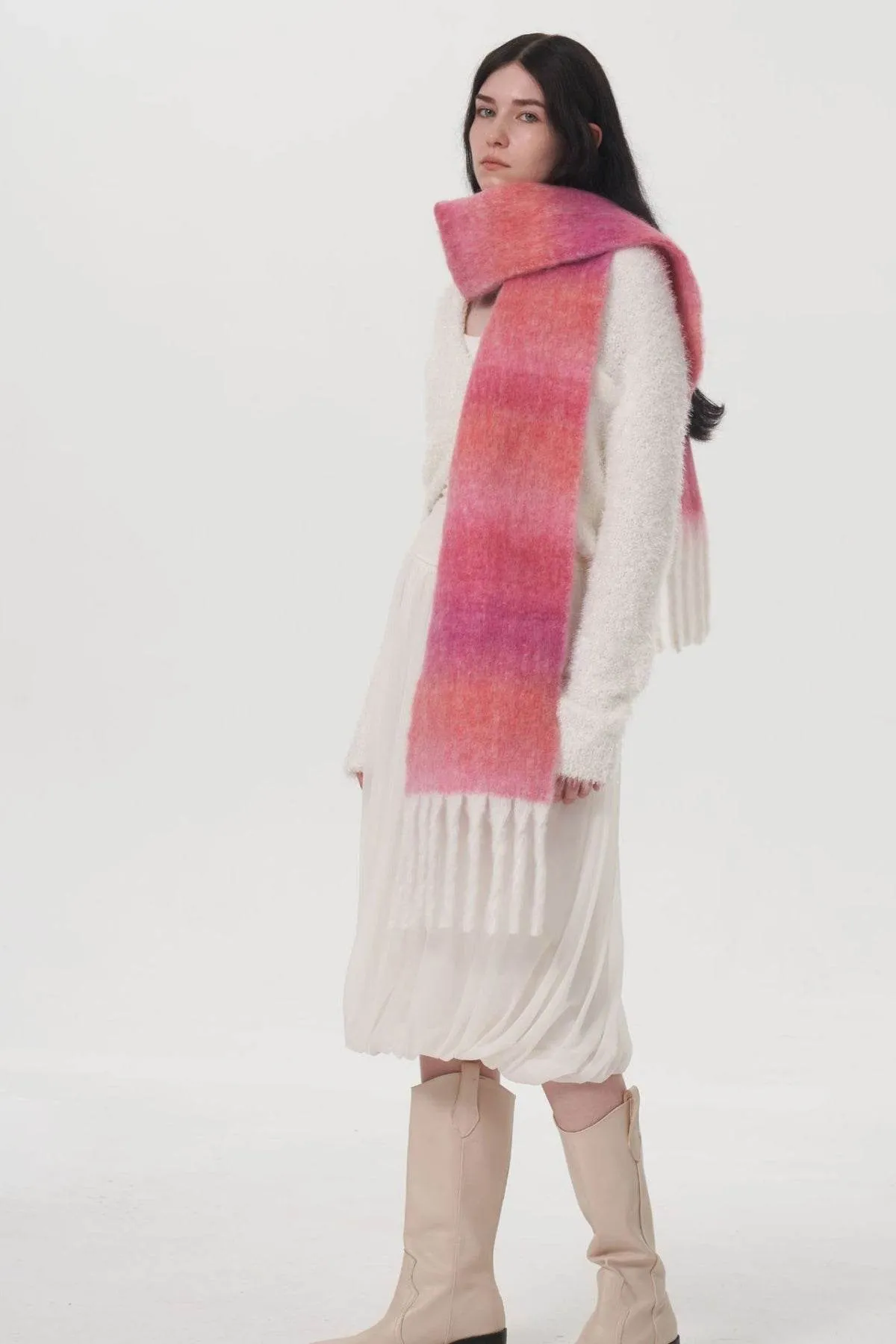 Fringe Gradient Thermal Scarf