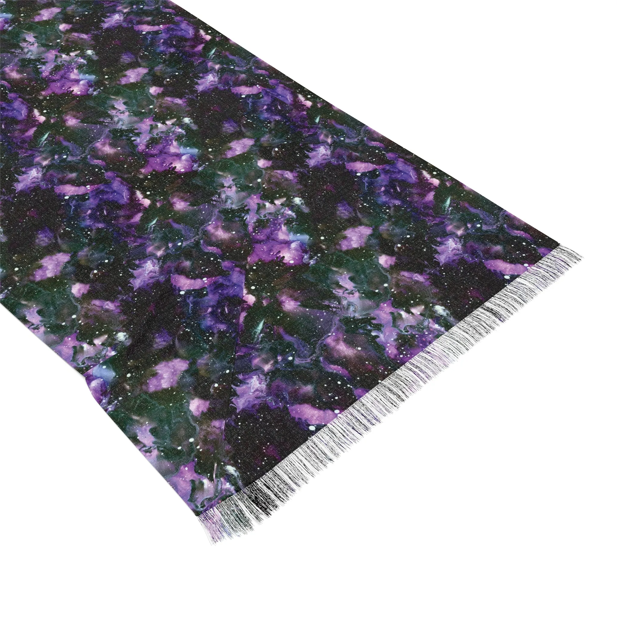 Fringe Scarf - Purple Storm Print