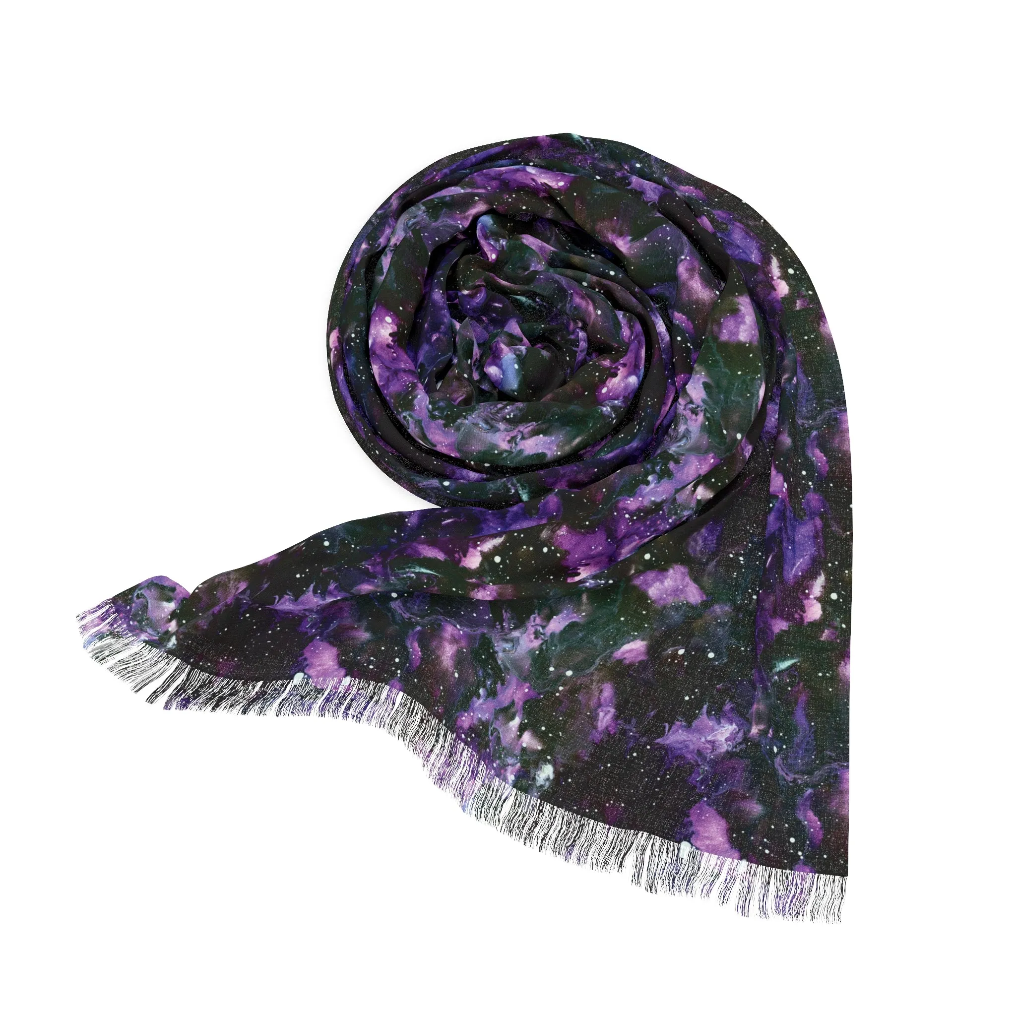 Fringe Scarf - Purple Storm Print