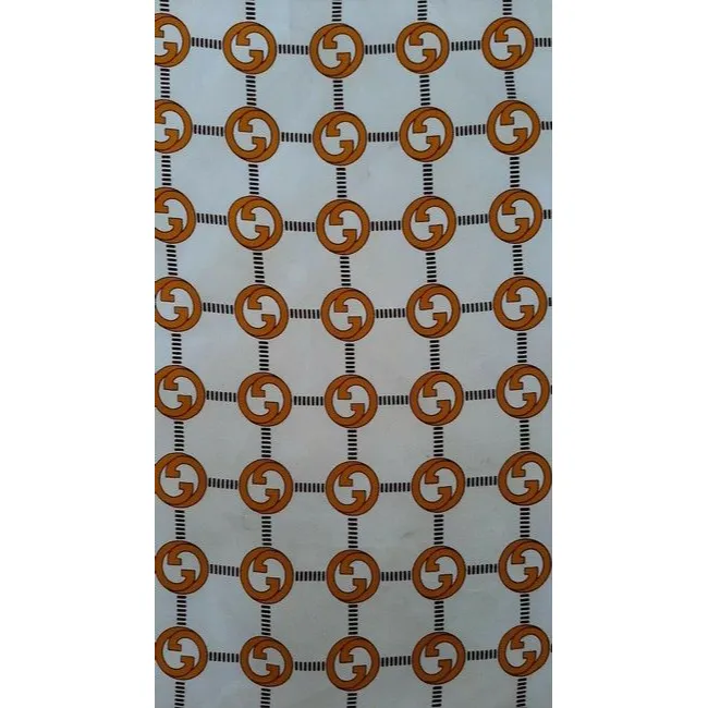 Gucci Green Gold Brown G Logo Print Silk Scarf