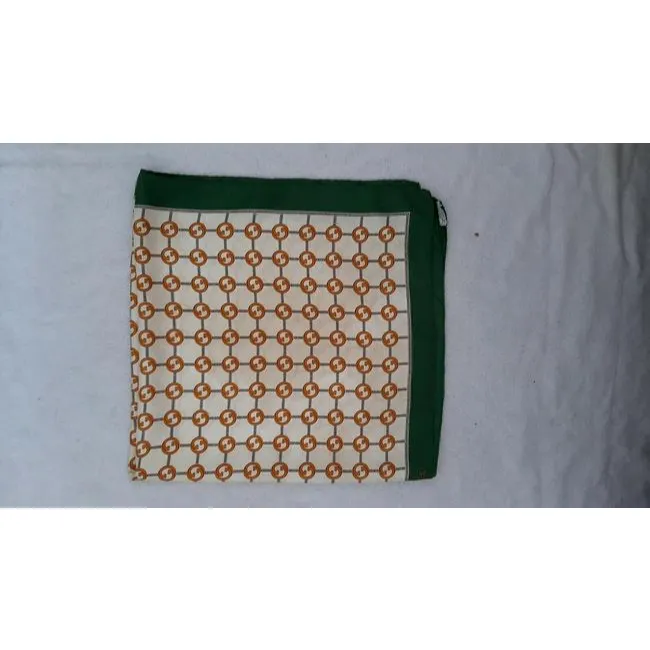 Gucci Green Gold Brown G Logo Print Silk Scarf