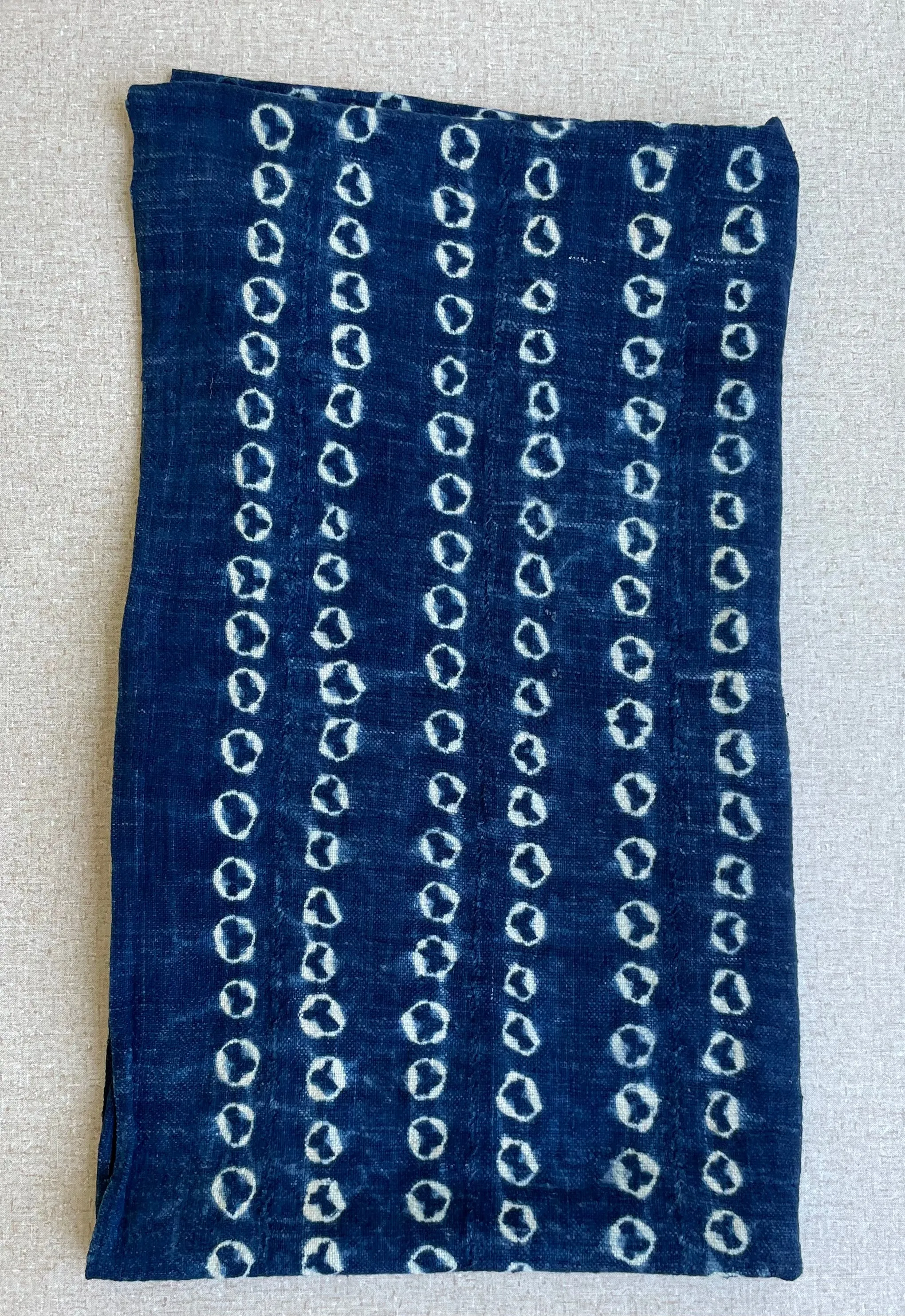Indigo Shibori Tie Dye Cotton Fabric, Hand Dyed African Textile Accessory Scarf
