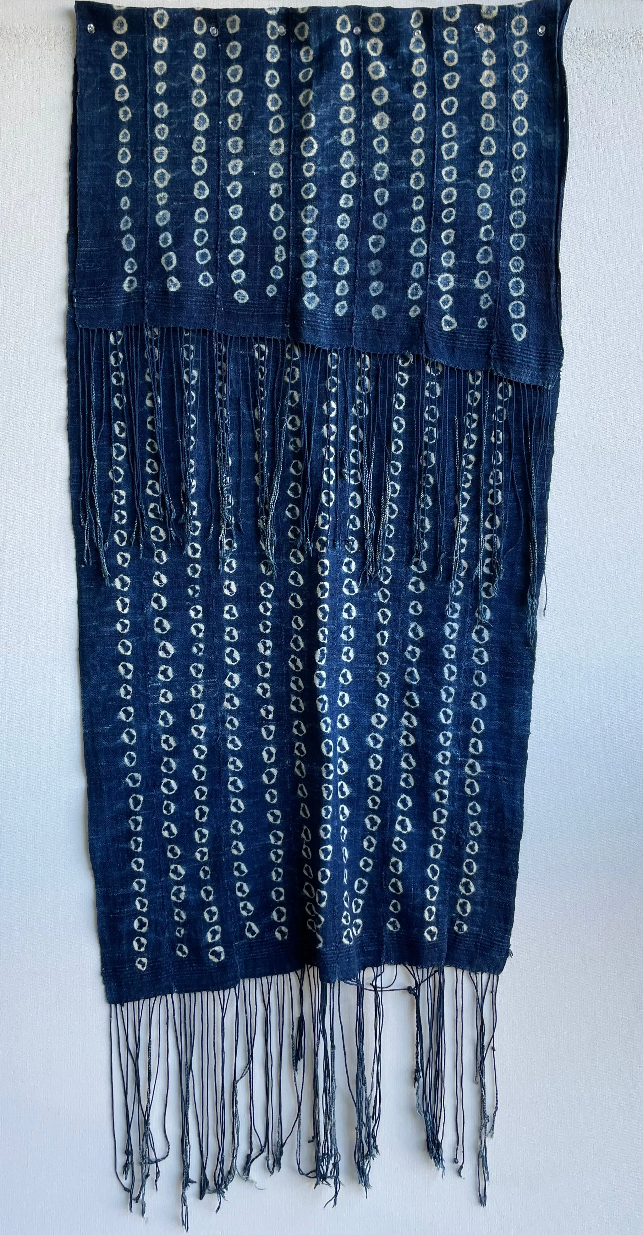 Indigo Shibori Tie Dye Cotton Fabric, Hand Dyed African Textile Accessory Scarf
