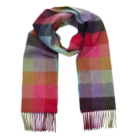 Irish wool scarf, short navy blue jade bronze block