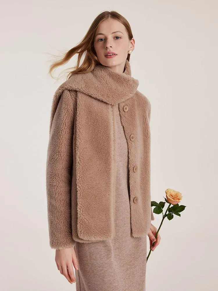 Light Camel Velour Short Coat