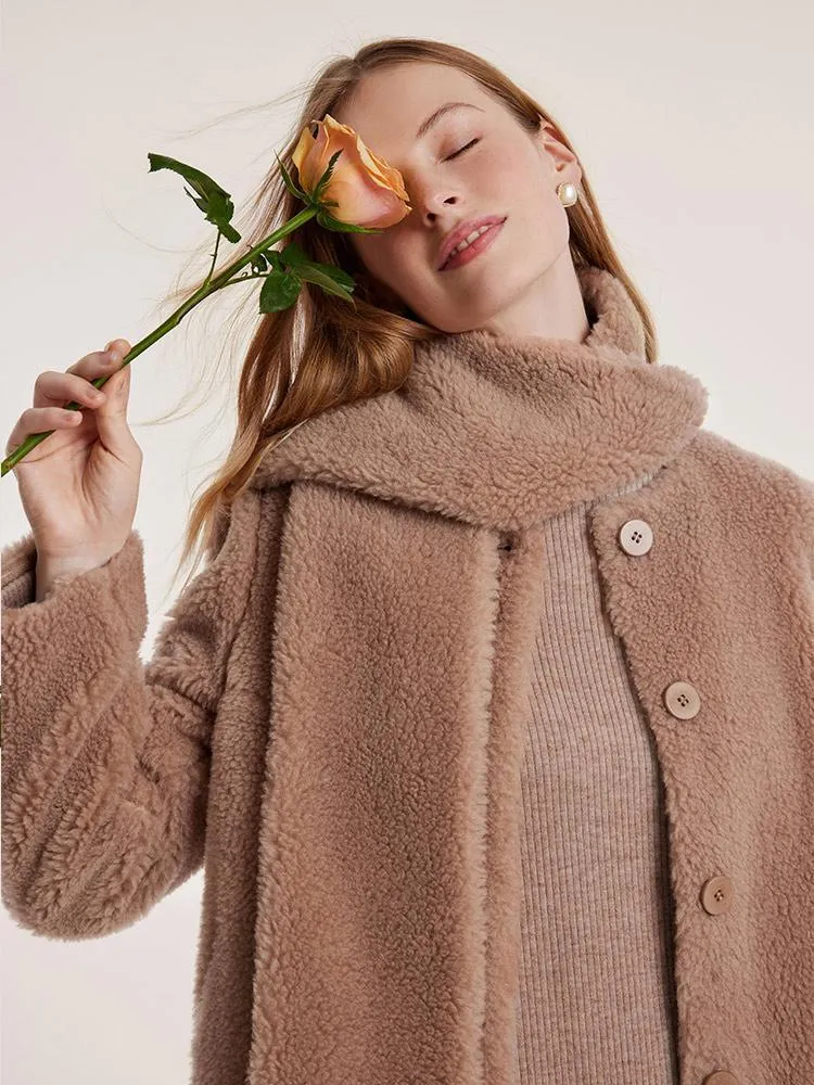 Light Camel Velour Short Coat