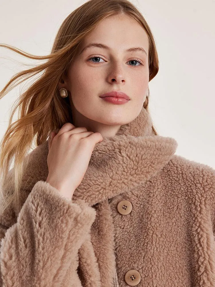 Light Camel Velour Short Coat