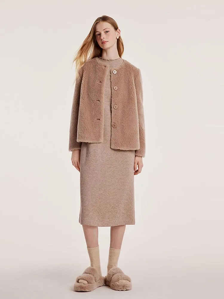 Light Camel Velour Short Coat