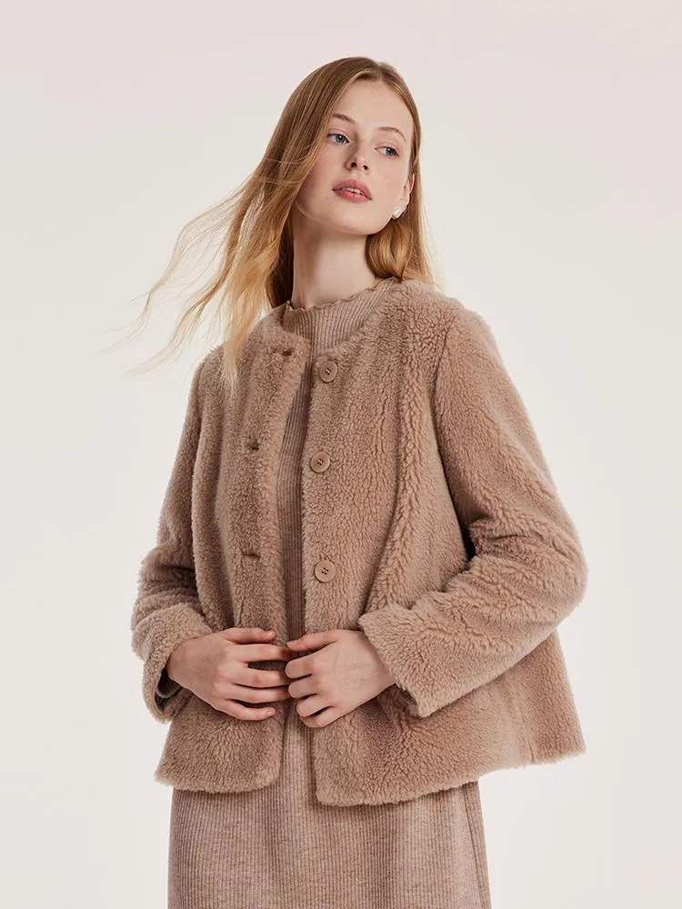 Light Camel Velour Short Coat