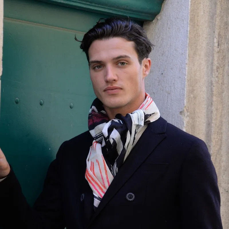 Men's Italian Cotton Graphic Printed Scarf