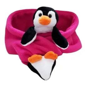 Penguin Patty on Fuchsia Fleece Buddy Scarf