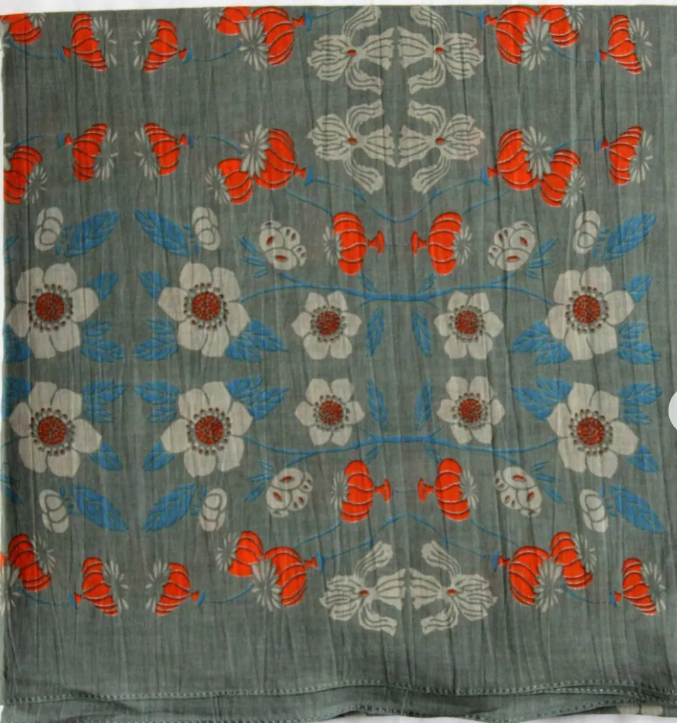 'So British' floral cotton scarf