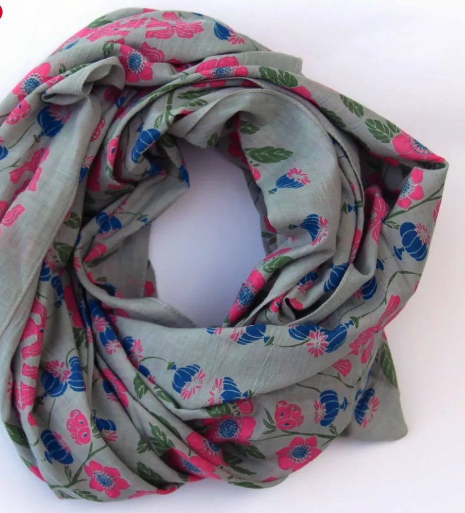 'So British' floral cotton scarf