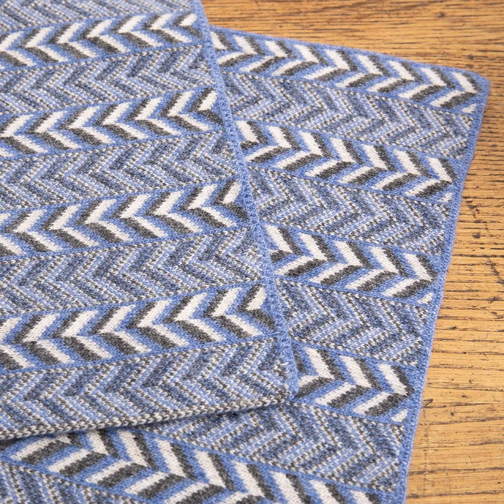 The Badminton - Geometric Chevron Scarf - Jeans Blue
