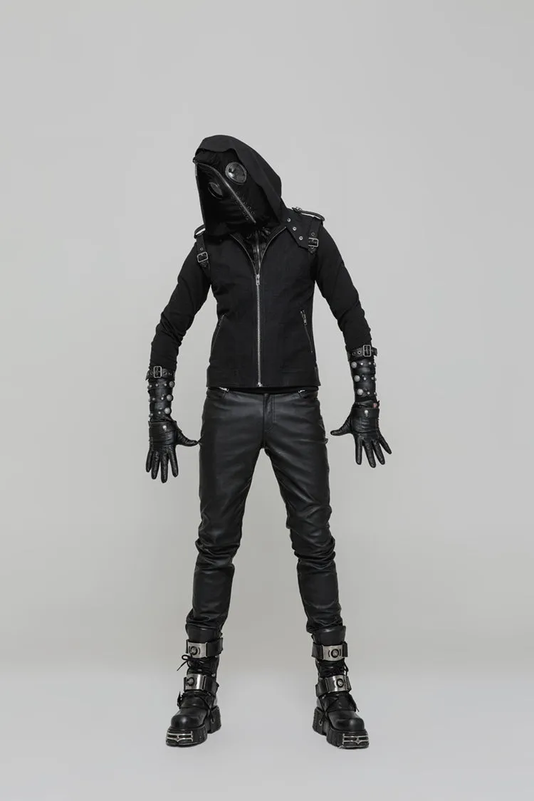 WS-256 Men Hollow-out Leather Adjustable Punk Gloves